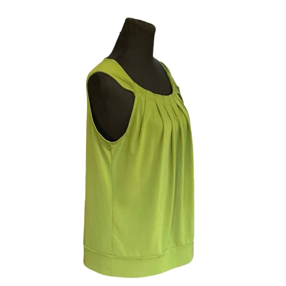 Dress Barn Lime Green Pleated Sleeveless Blouse Women’s Large Career Office Top - Picture 3 of 9